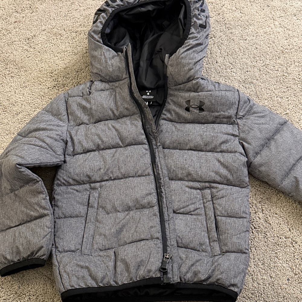 Under Armour Kids Gray Hooded Puffer Coat